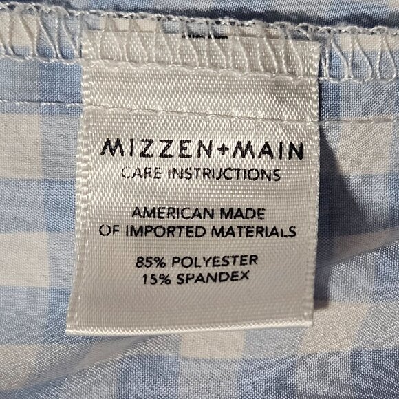 Mizzen+Main Men Shirt Blue Gingham L Trim Fit Preppy Officecore Quiet Luxury - Picture 6 of 12